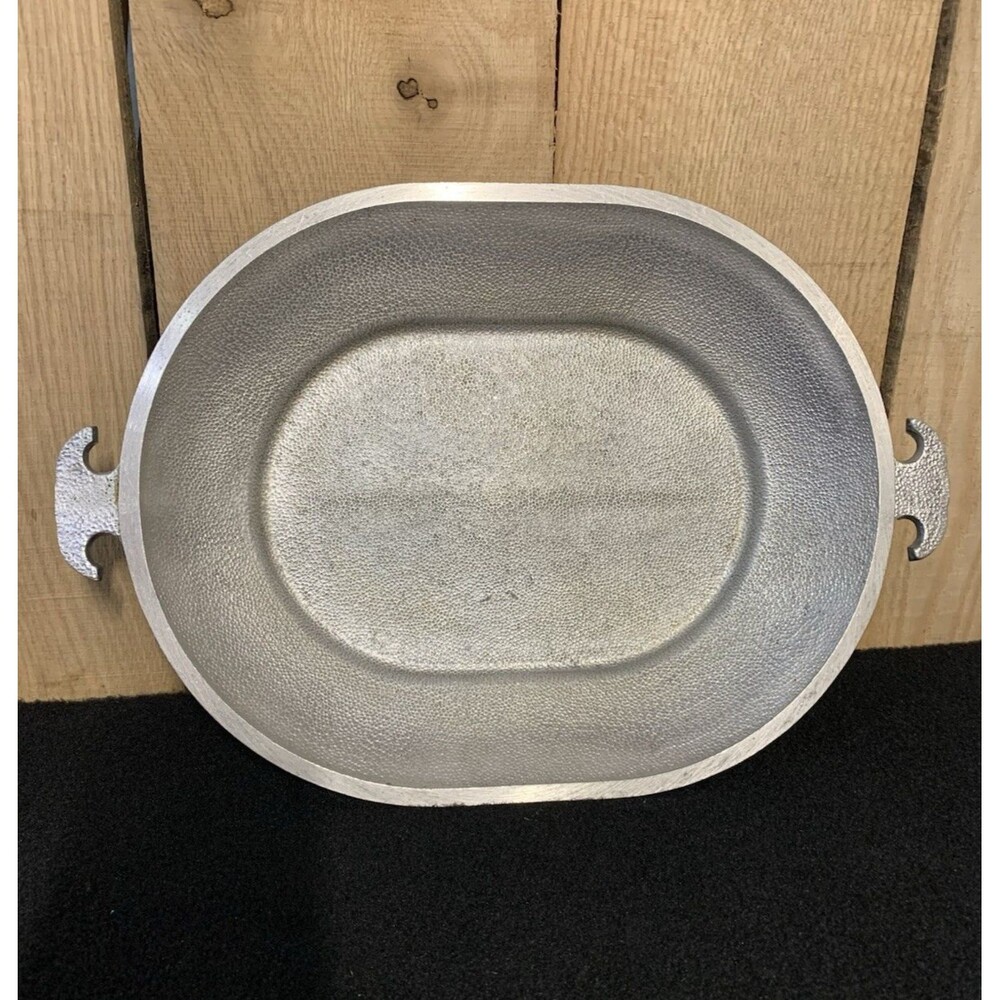 Vintage Guardian Oval Serving Tray Or Roaster Lid Heavy Cast Hammered Aluminum
